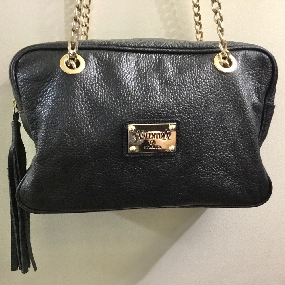 Valentina Italia 🇮🇹 genuine black leather purse bag